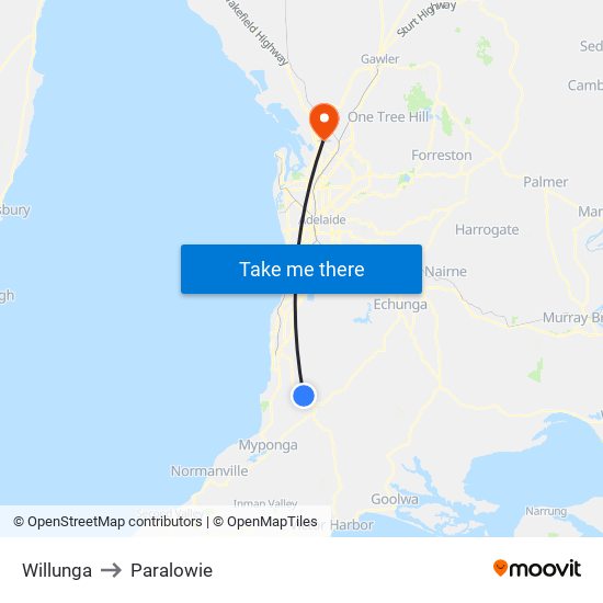 Willunga to Paralowie map