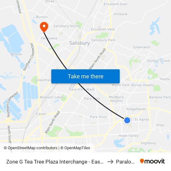 Zone G Tea Tree Plaza Interchange - East side to Paralowie map