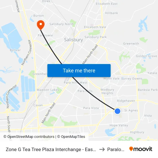 Zone G Tea Tree Plaza Interchange - East side to Paralowie map