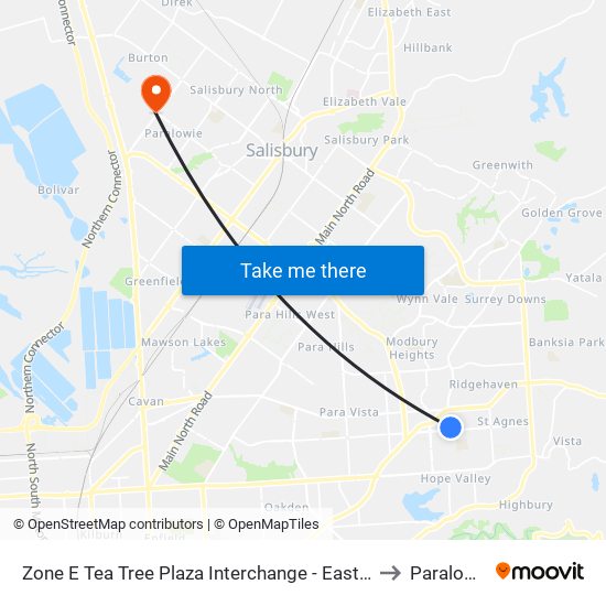 Zone E Tea Tree Plaza Interchange - East side to Paralowie map