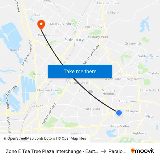 Zone E Tea Tree Plaza Interchange - East side to Paralowie map