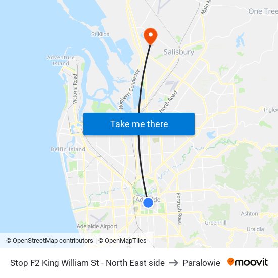 Stop F2 King William St - North East side to Paralowie map