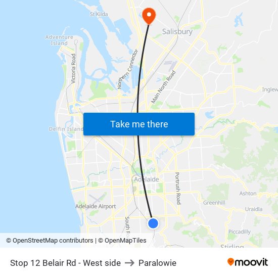 Stop 12 Belair Rd - West side to Paralowie map