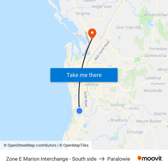 Zone E Marion Interchange - South side to Paralowie map