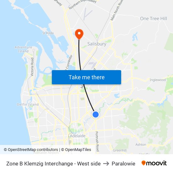 Zone B Klemzig Interchange - West side to Paralowie map