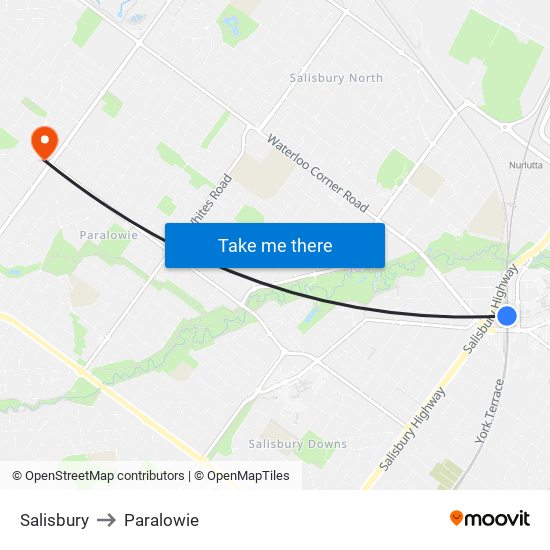 Salisbury to Paralowie map