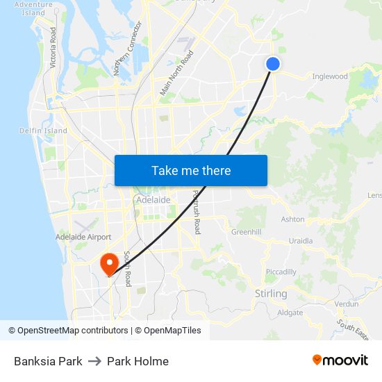 Banksia Park to Park Holme map