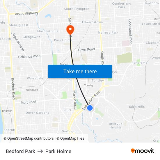 Bedford Park to Park Holme map