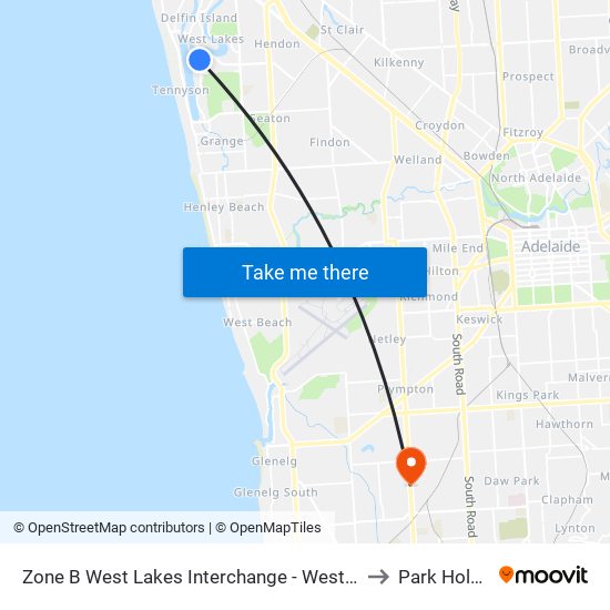 Zone B West Lakes Interchange - West side to Park Holme map