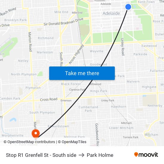 Stop R1 Grenfell St - South side to Park Holme map