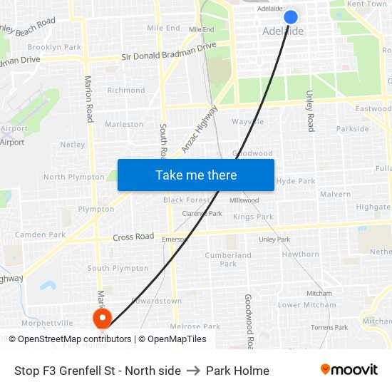 Stop F3 Grenfell St - North side to Park Holme map