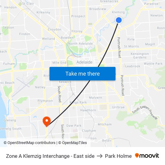 Zone A Klemzig Interchange - East side to Park Holme map