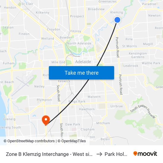 Zone B Klemzig Interchange - West side to Park Holme map