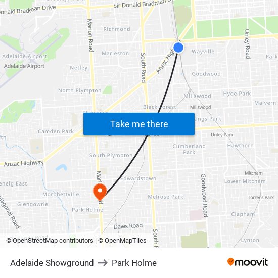 Adelaide Showground to Park Holme map