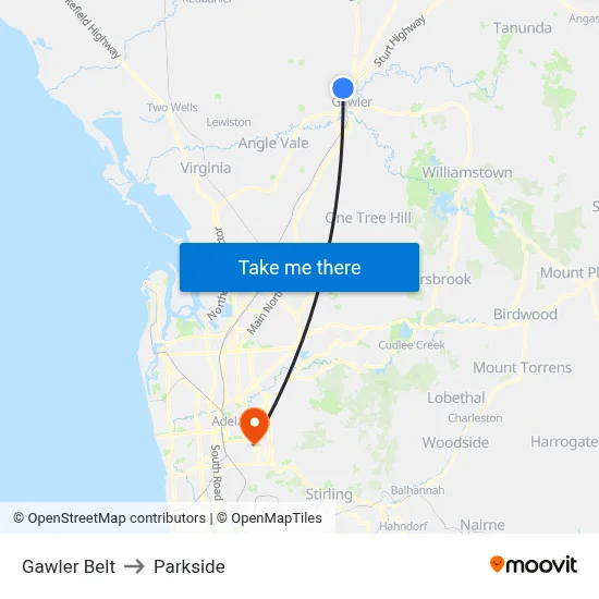 Gawler Belt to Parkside map