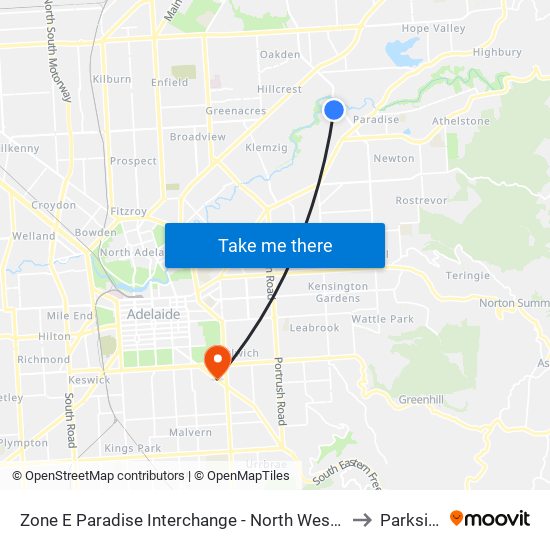 Zone E Paradise Interchange - North West side to Parkside map
