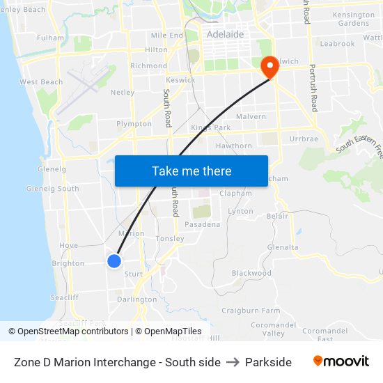 Zone D Marion Interchange - South side to Parkside map