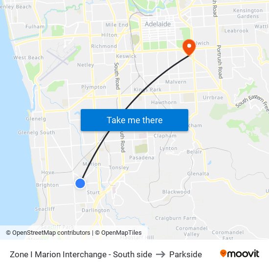 Zone I Marion Interchange - South side to Parkside map