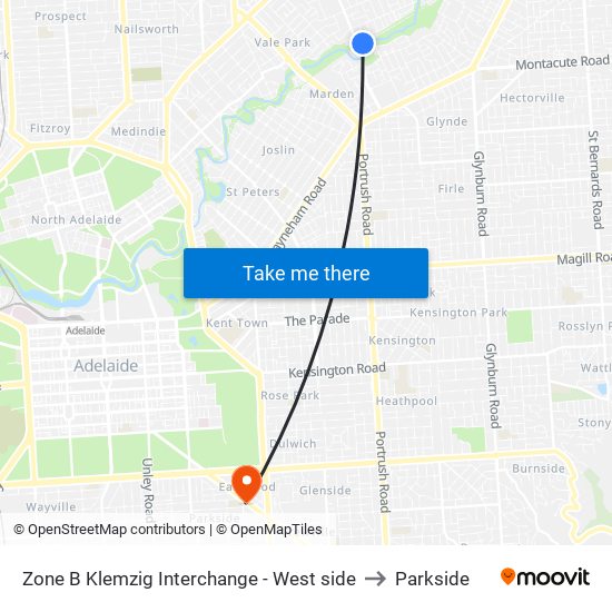 Zone B Klemzig Interchange - West side to Parkside map