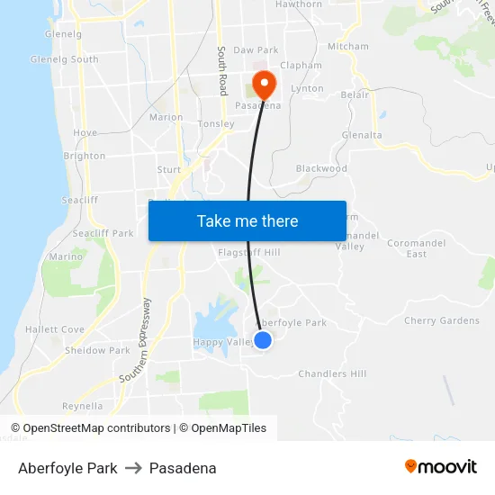 Aberfoyle Park to Pasadena map
