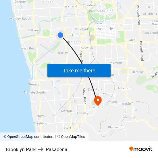 Brooklyn Park to Pasadena map