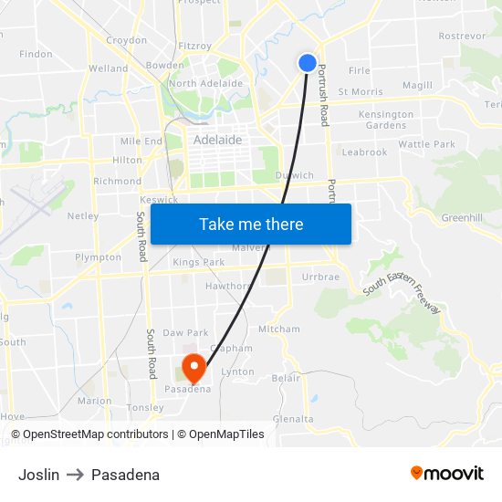 Joslin to Pasadena map