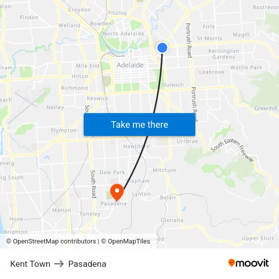 Kent Town to Pasadena map