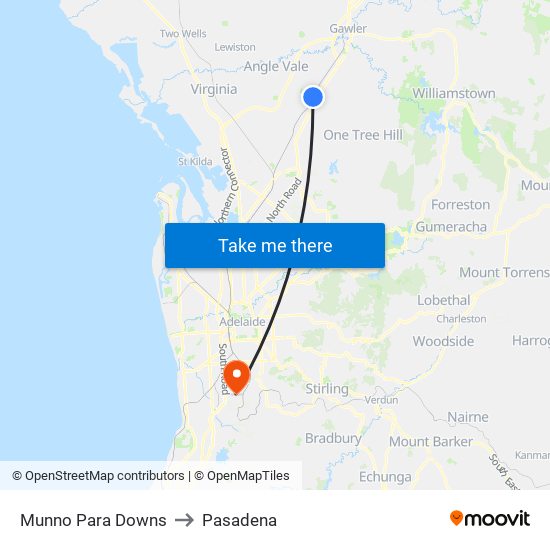 Munno Para Downs to Pasadena map