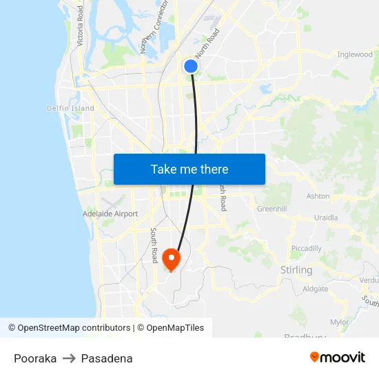 Pooraka to Pasadena map