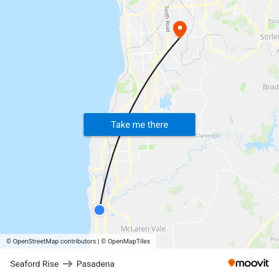 Seaford Rise to Pasadena map