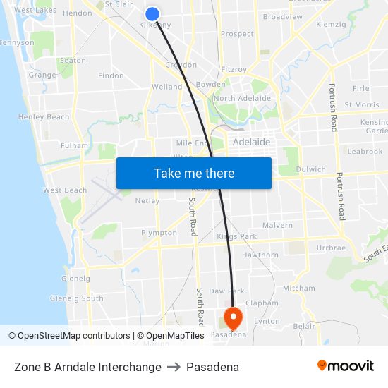 Zone B Arndale Interchange to Pasadena map