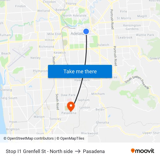 Stop I1 Grenfell St - North side to Pasadena map