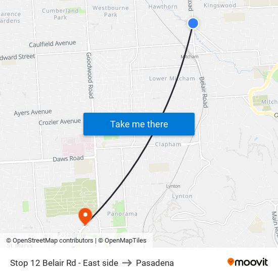 Stop 12 Belair Rd - East side to Pasadena map