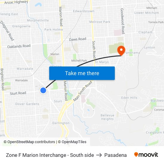 Zone F Marion Interchange - South side to Pasadena map