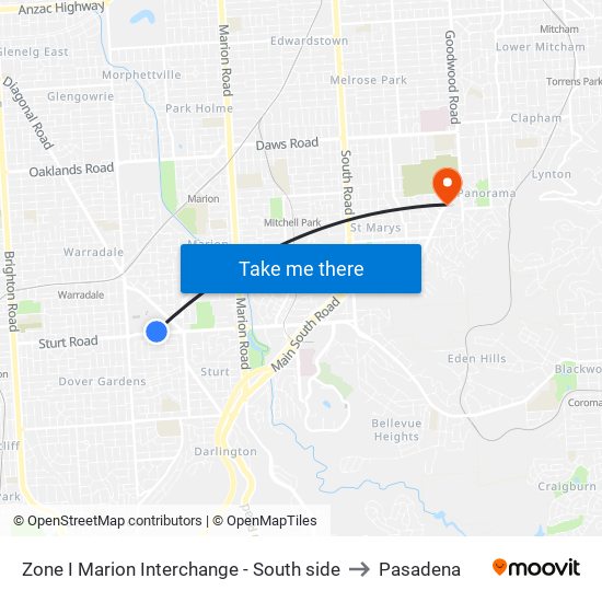 Zone I Marion Interchange - South side to Pasadena map