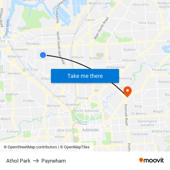 Athol Park to Payneham map