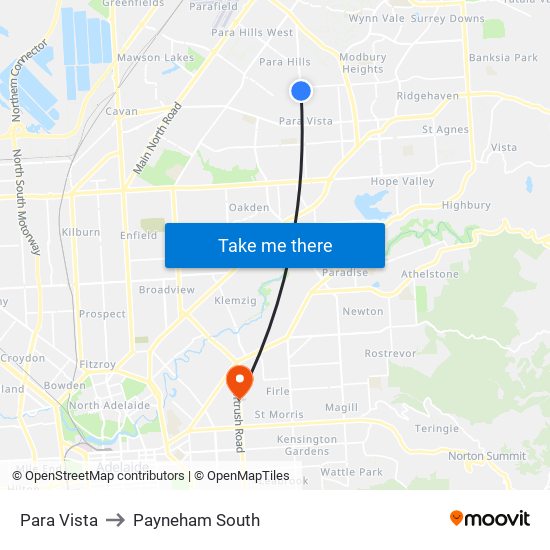 Para Vista to Payneham South map