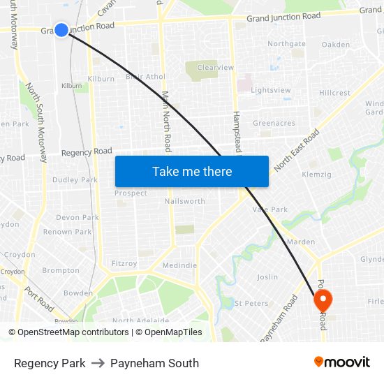 Regency Park to Payneham South map