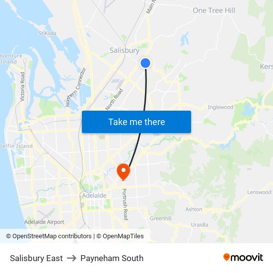 Salisbury East to Payneham South map