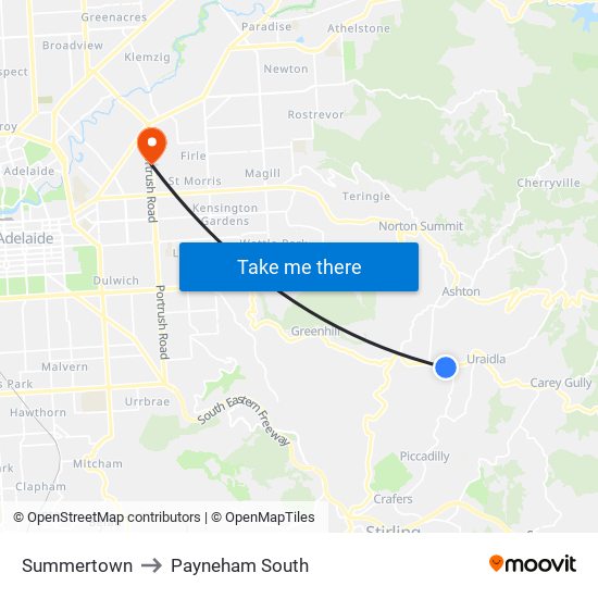 Summertown to Payneham South map