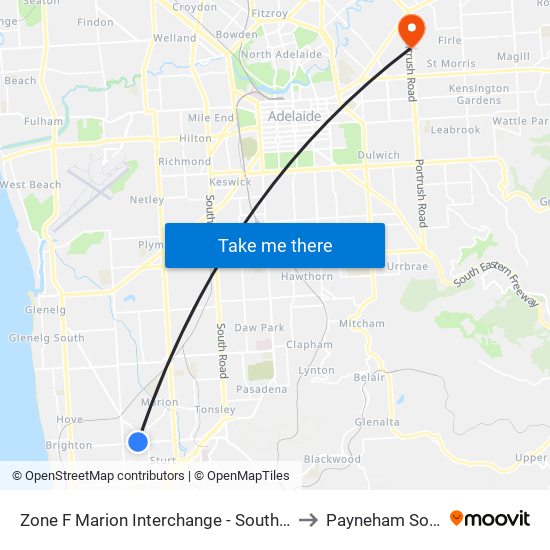 Zone F Marion Interchange - South side to Payneham South map
