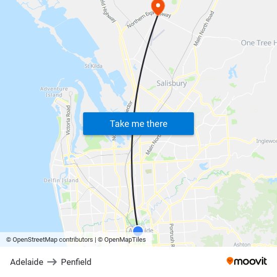 Adelaide to Penfield map