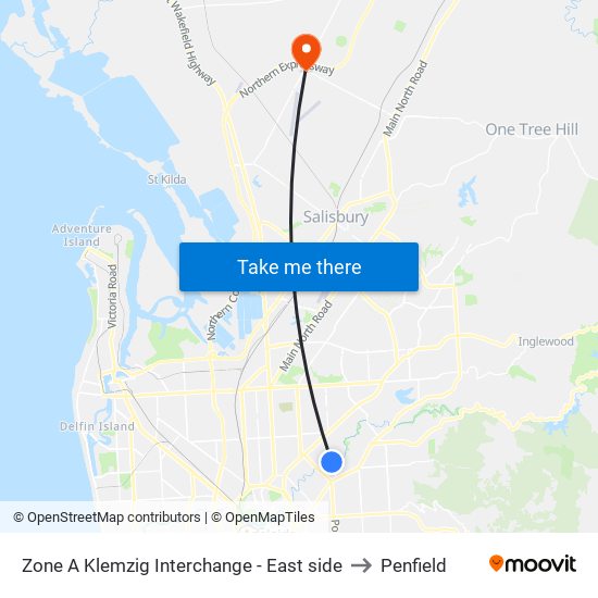 Zone A Klemzig Interchange - East side to Penfield map