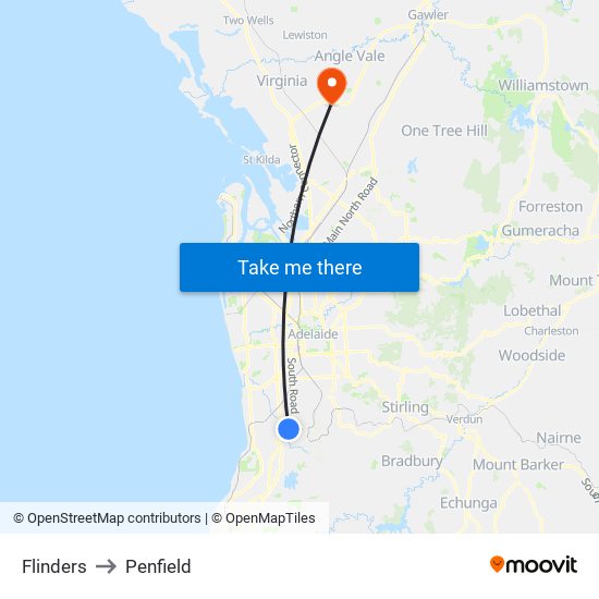 Flinders to Penfield map