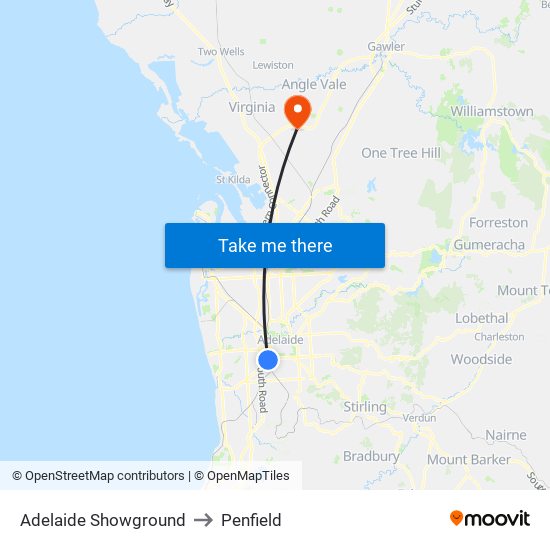 Adelaide Showground to Penfield map