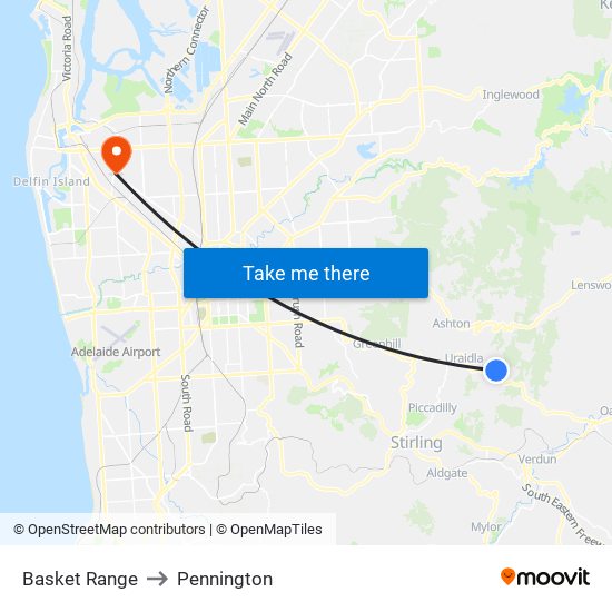 Basket Range to Pennington map