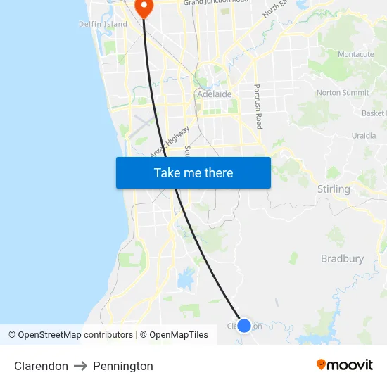 Clarendon to Pennington map