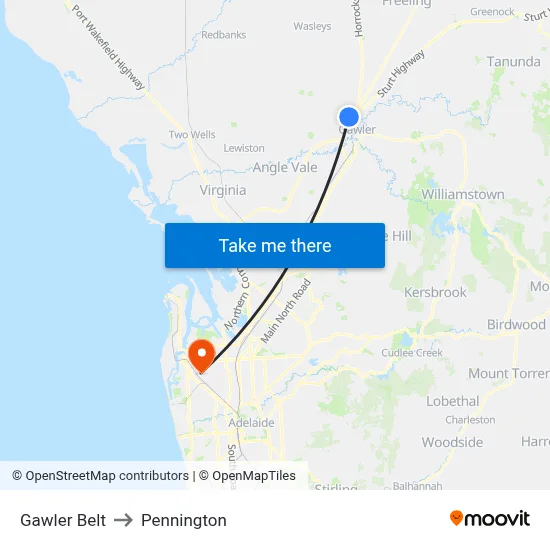 Gawler Belt to Pennington map