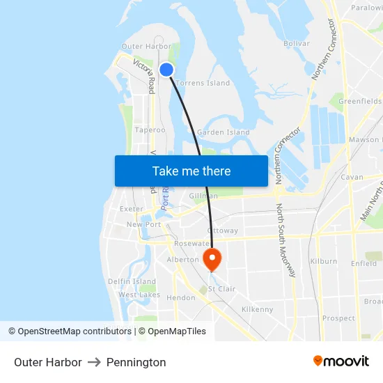 Outer Harbor to Pennington map