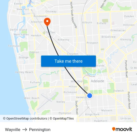 Wayville to Pennington map